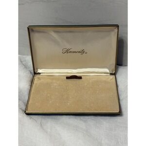 Krementz Vintage Jewelry Hard Case Box Gold Trim-Green Exterior Velvet Interior